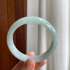 糯冰淡底色翡翠平安镯（58.6mm）（yc216053）