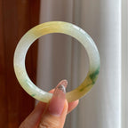 糯冰黄翡飘花翡翠圆条手镯（52.5mm）（yc361781）