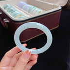 糯冰圆条湖水蓝翡翠手镯（55.5mm）（yc017384）
