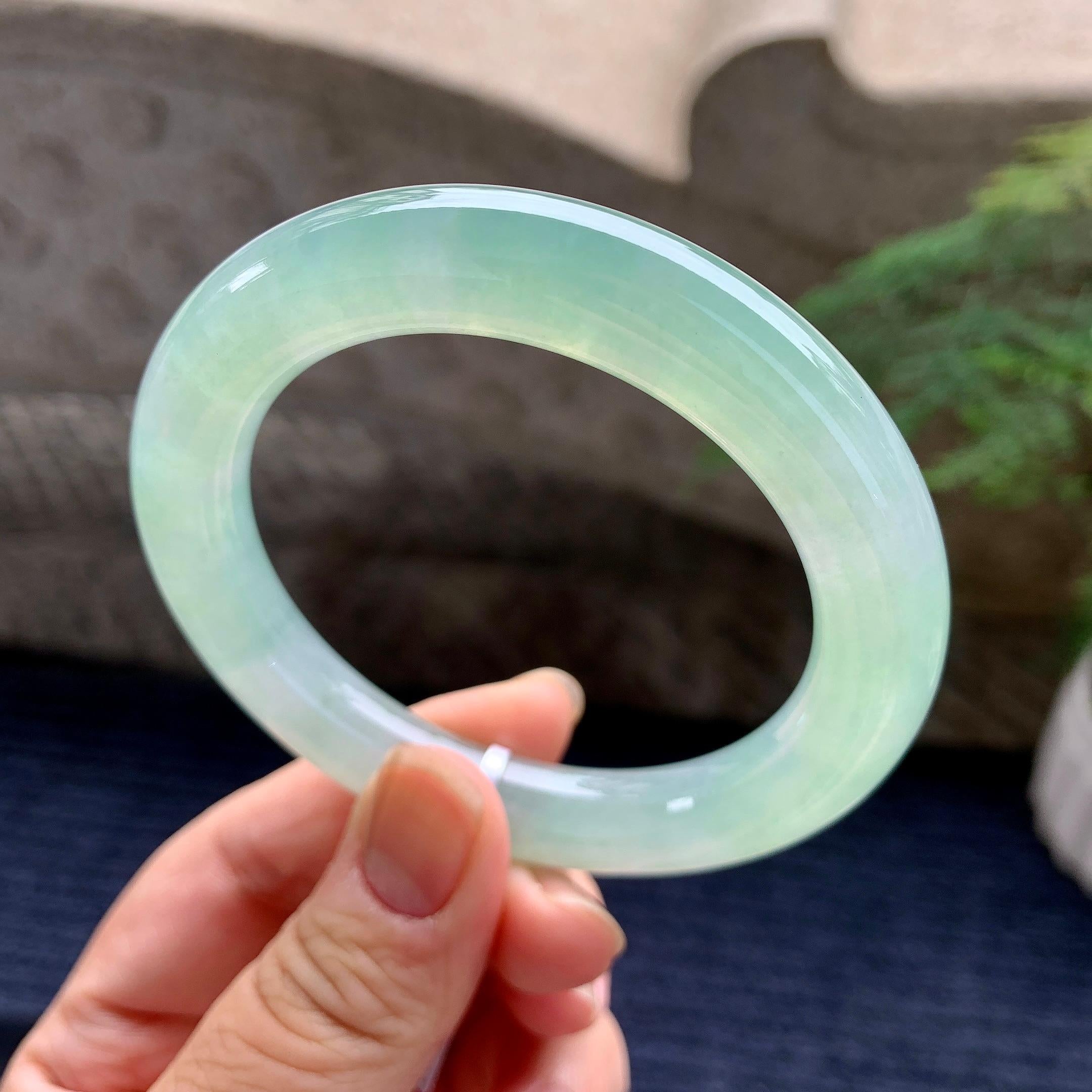 糯冰种晴水圆条手镯（54mm）（yc267242）