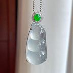 18k金镶冰玻种雪花棉翡翠豆子（yc248486）