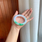 糯冰春底带色翡翠圆条手镯（57mm）（yc410817）