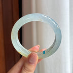 冰种飘黄翡翠平安镯（54mm)（yc423143）