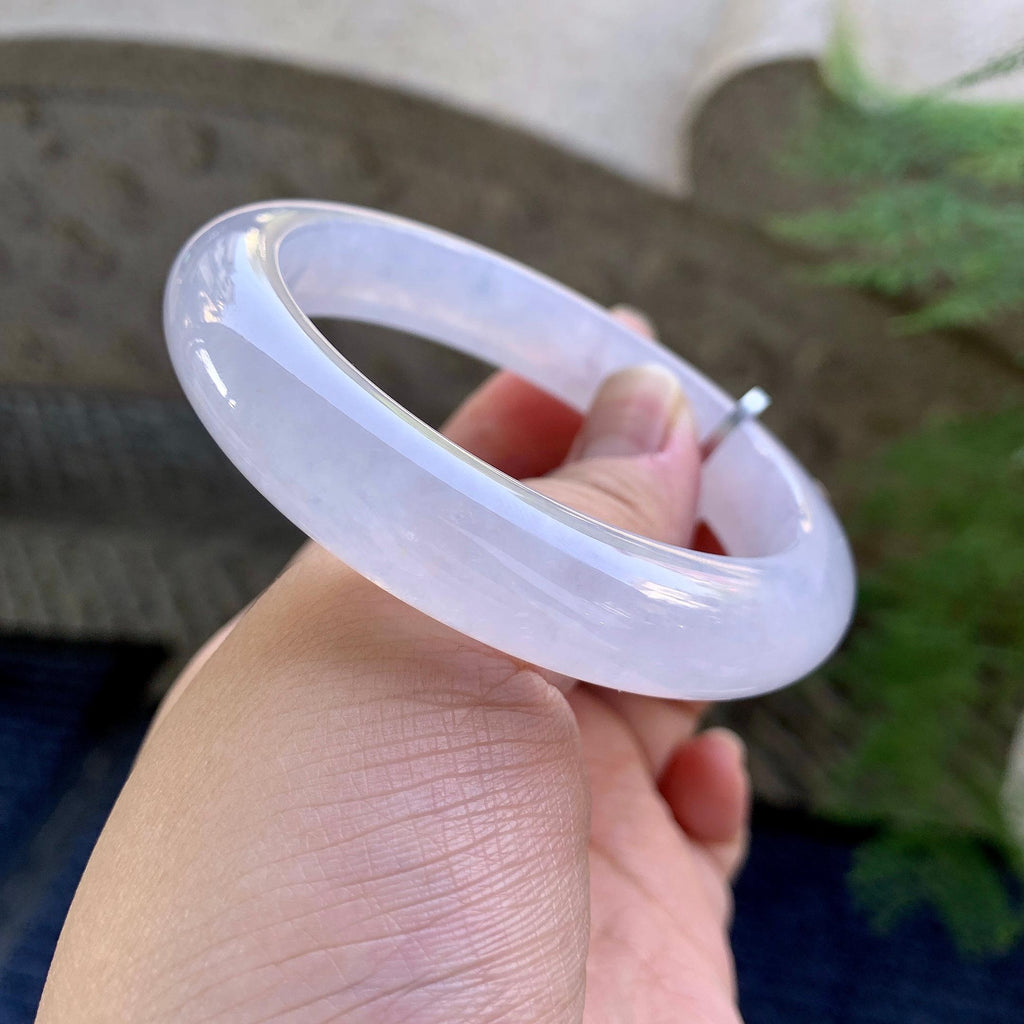 糯冰种淡紫罗兰平安镯（57mm）（yc249436）