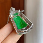 18k金钻镶冰种满绿翡翠无事牌（yc257263）