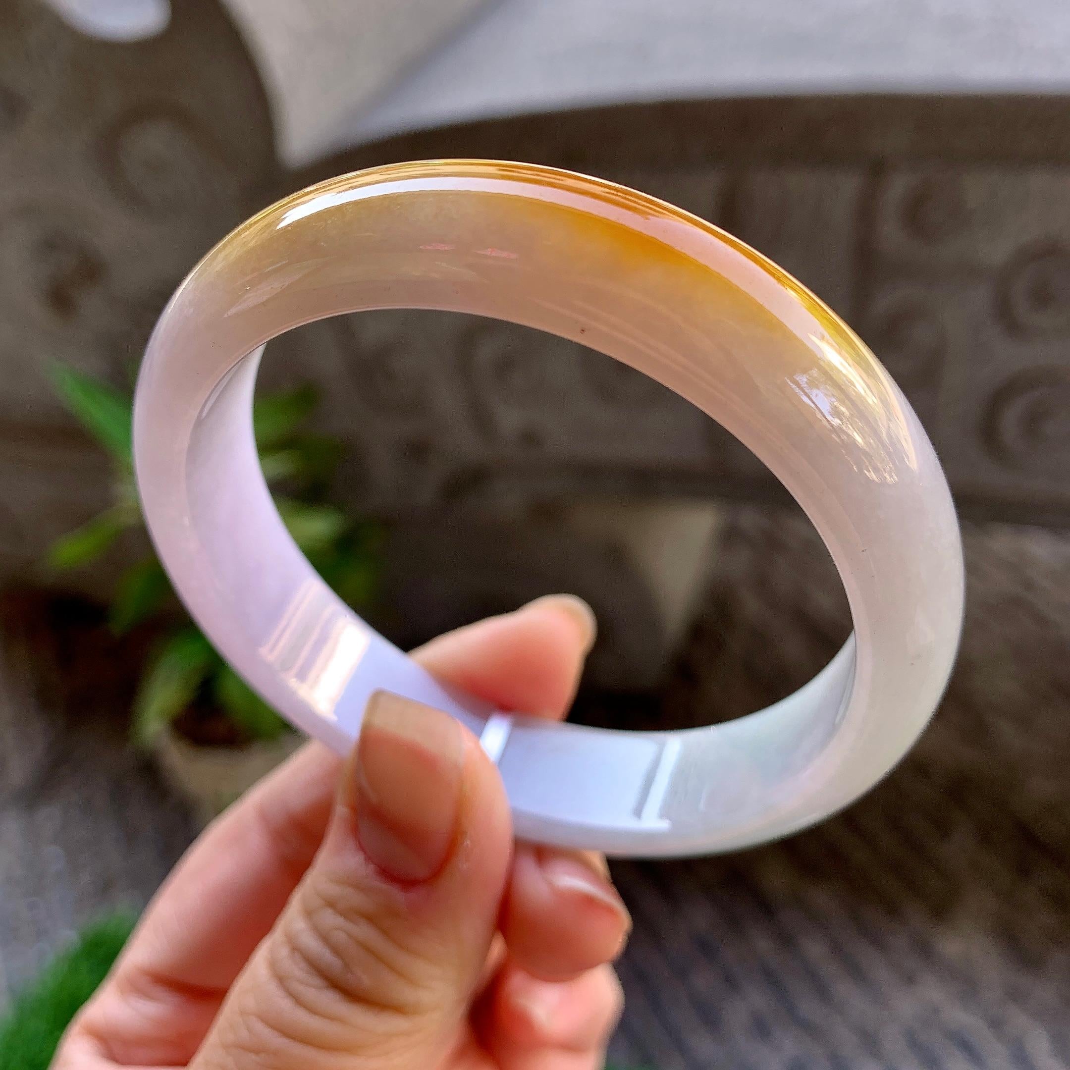 细糯种黄翡平安镯（57.7mm）（yc307302）
