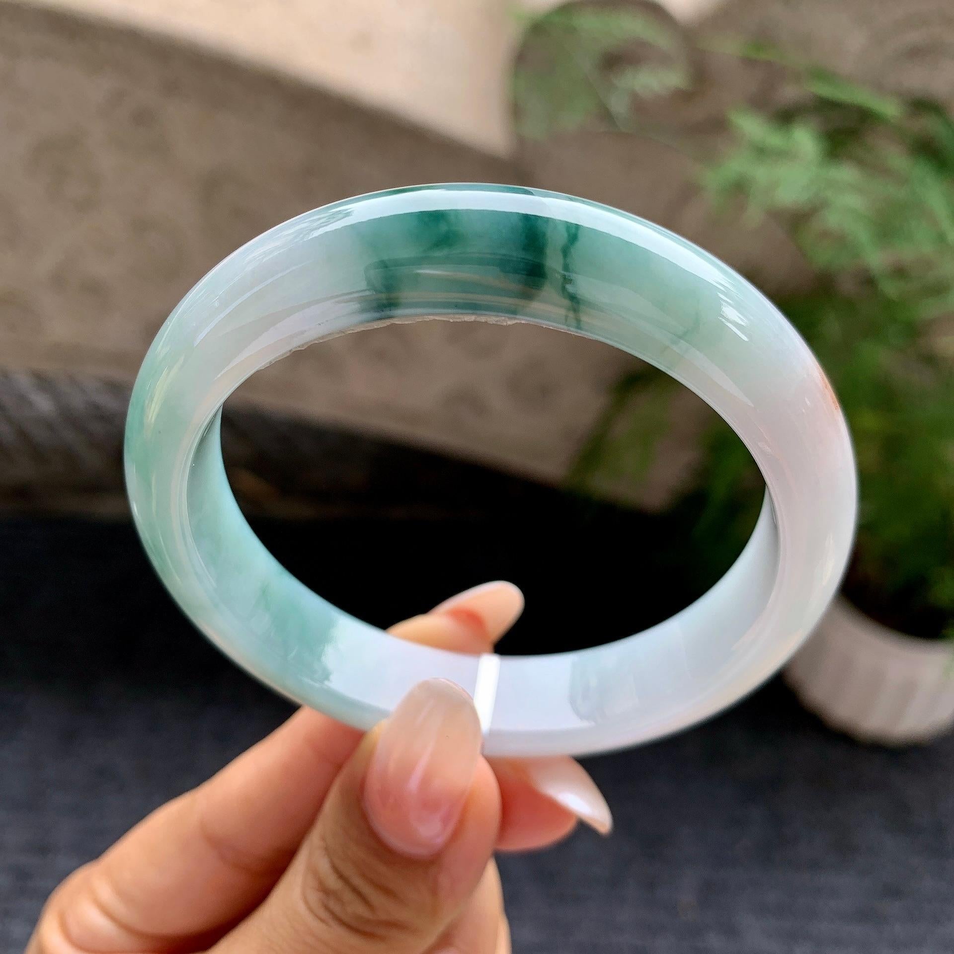 细糯种飘花飘黄翡平安镯（57.2mm）（yc198247）