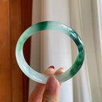 糯冰带色翡翠平安镯（59.7mm）（yc304372）