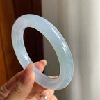 糯冰种紫罗兰翡翠圆条手镯（54mm）（yc200653）