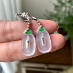 18K金钻镶糯冰种无色方糖耳坠（yc248184）