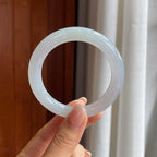 糯冰带底色翡翠圆条手镯（54.5mm）（yc407615）