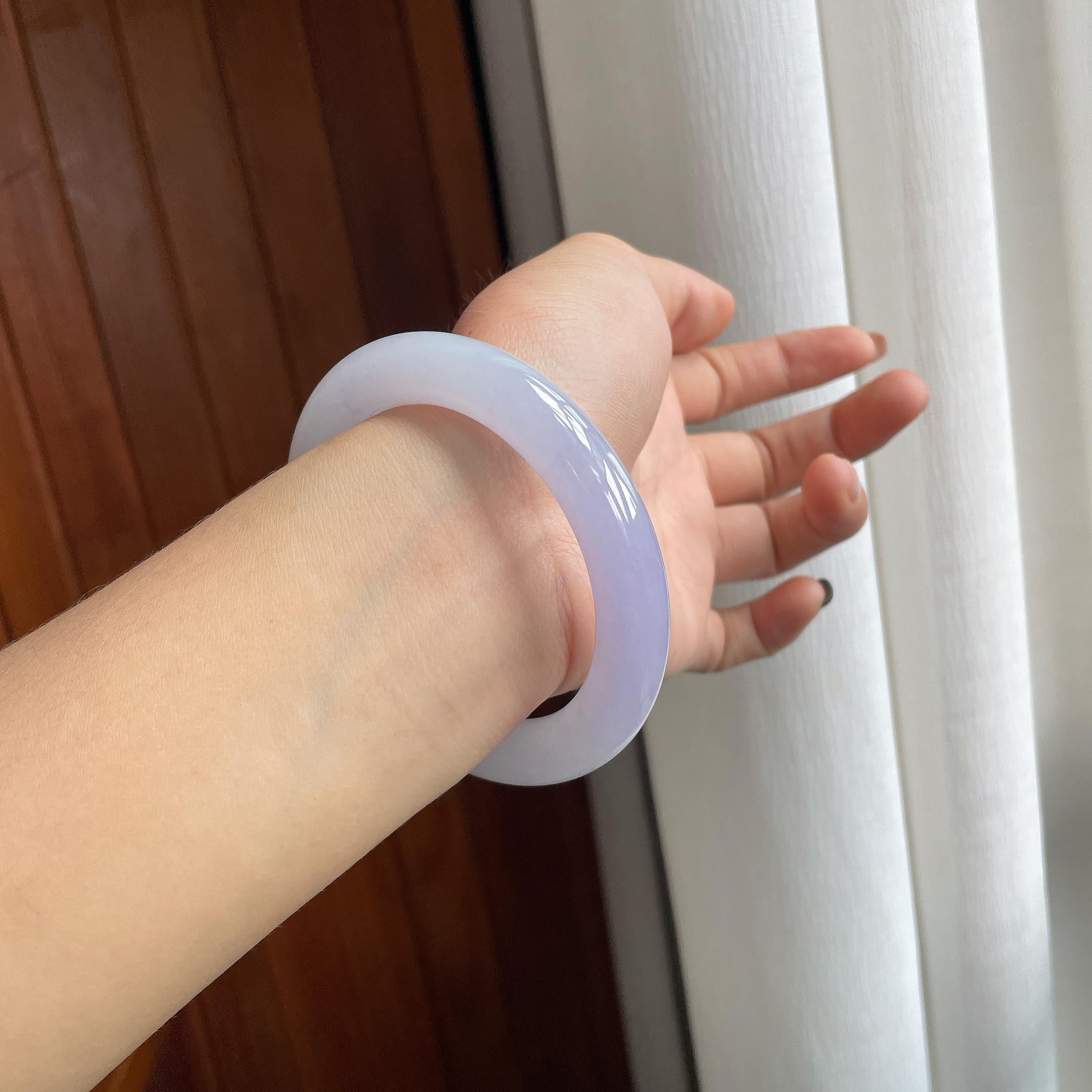 细糯冰紫罗兰翡翠圆条手镯（58mm）（yc286488）