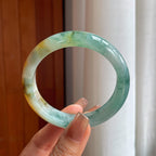 糯冰黄翡飘花特色翡翠平安镯（58mm）（yc363435）