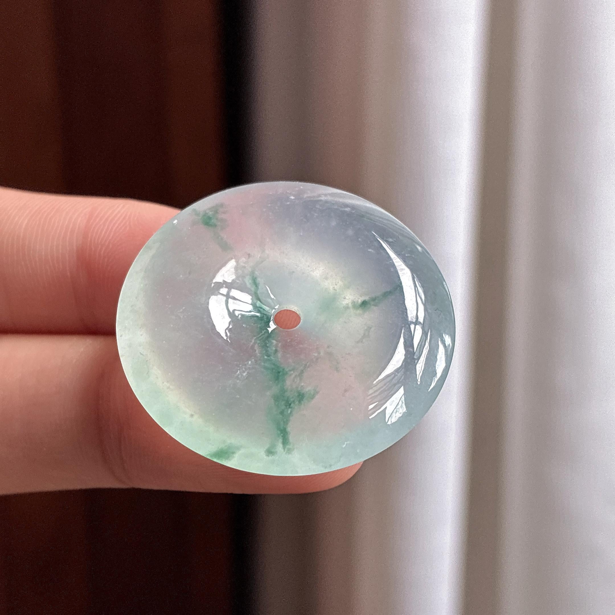 高冰起光飘花平安扣 天然缅甸A货翡翠（yc465902）