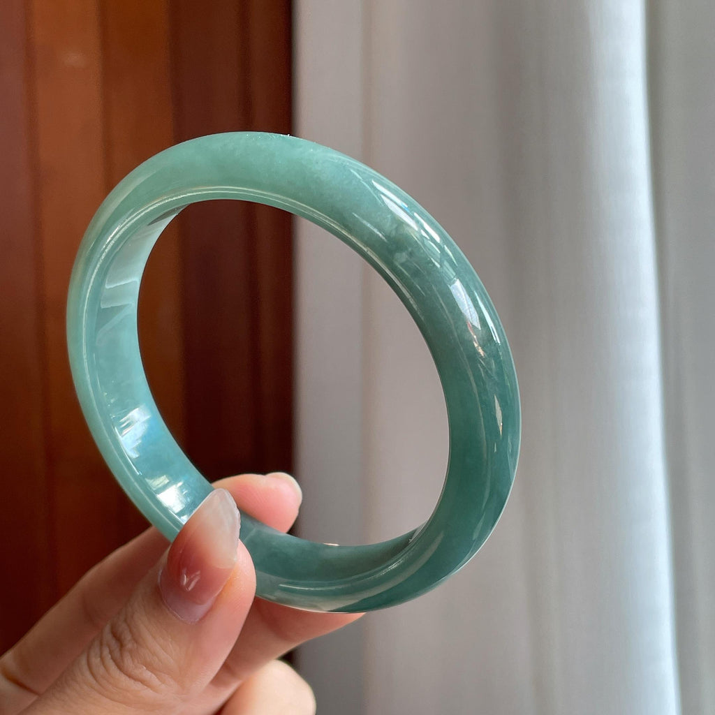 糯冰湖水绿翡翠平安镯（62.5mm）（yc346542）