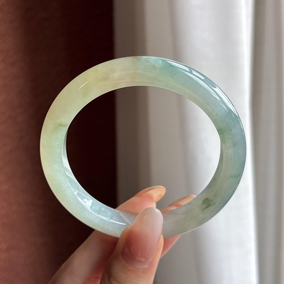 小圈口 糯冰黄翡飘花特色正圈平安镯 53圈（yc777777）