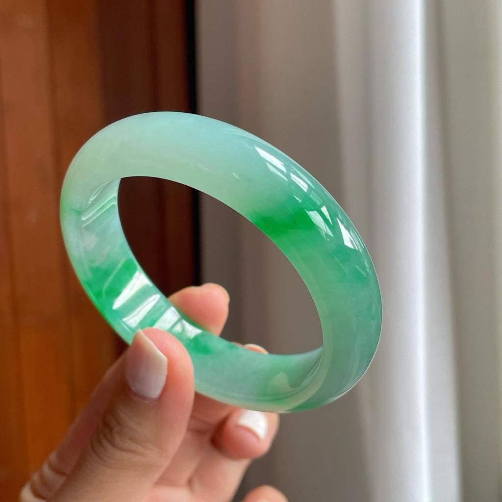 冰种带色翡翠平安镯（56mm）（yc249169）