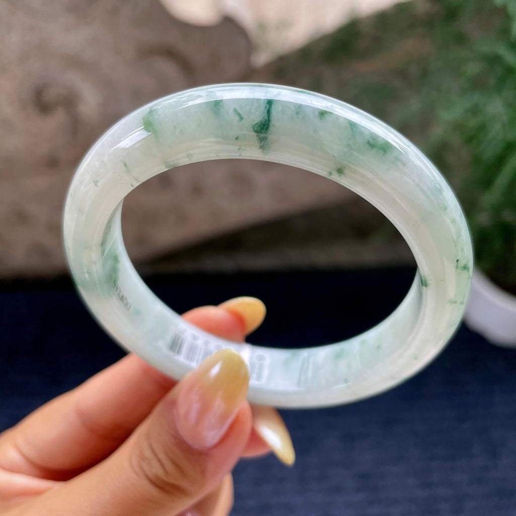 细糯种飘花正圈平安镯56.1圈 天然缅甸A货翡翠（yc464077）