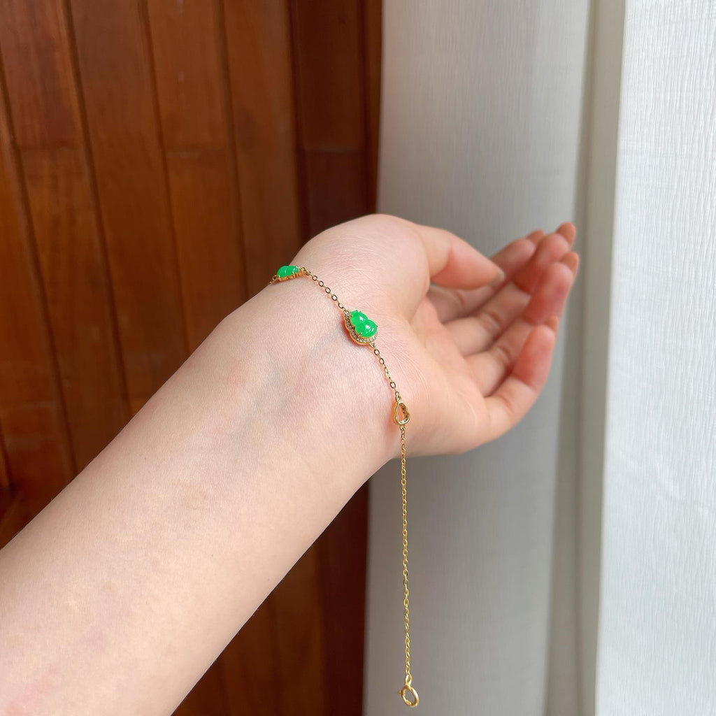18k金钻镶糯冰果绿翡翠手链（yc350472）