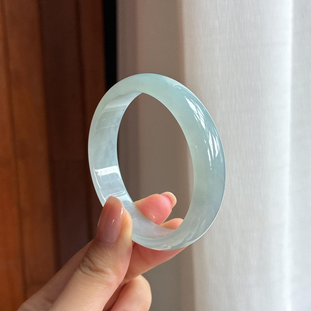 糯冰蓝晴翡翠平安镯（54.4mm)（yc424328）