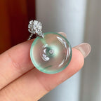 18k金镶冰种飘花翡翠平安扣（yc244886）