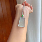 18k金镶冰种晴底雪花棉翡翠无事牌（yc263555）