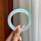 糯冰带色翡翠平安镯（58mm)（yc380047）