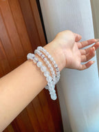 18k金镶冰玻种无色翡翠珠串项链（yc241846）