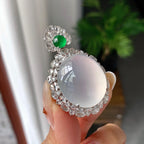 18k金钻镶冰种无色蛋面吊坠（yc255600）