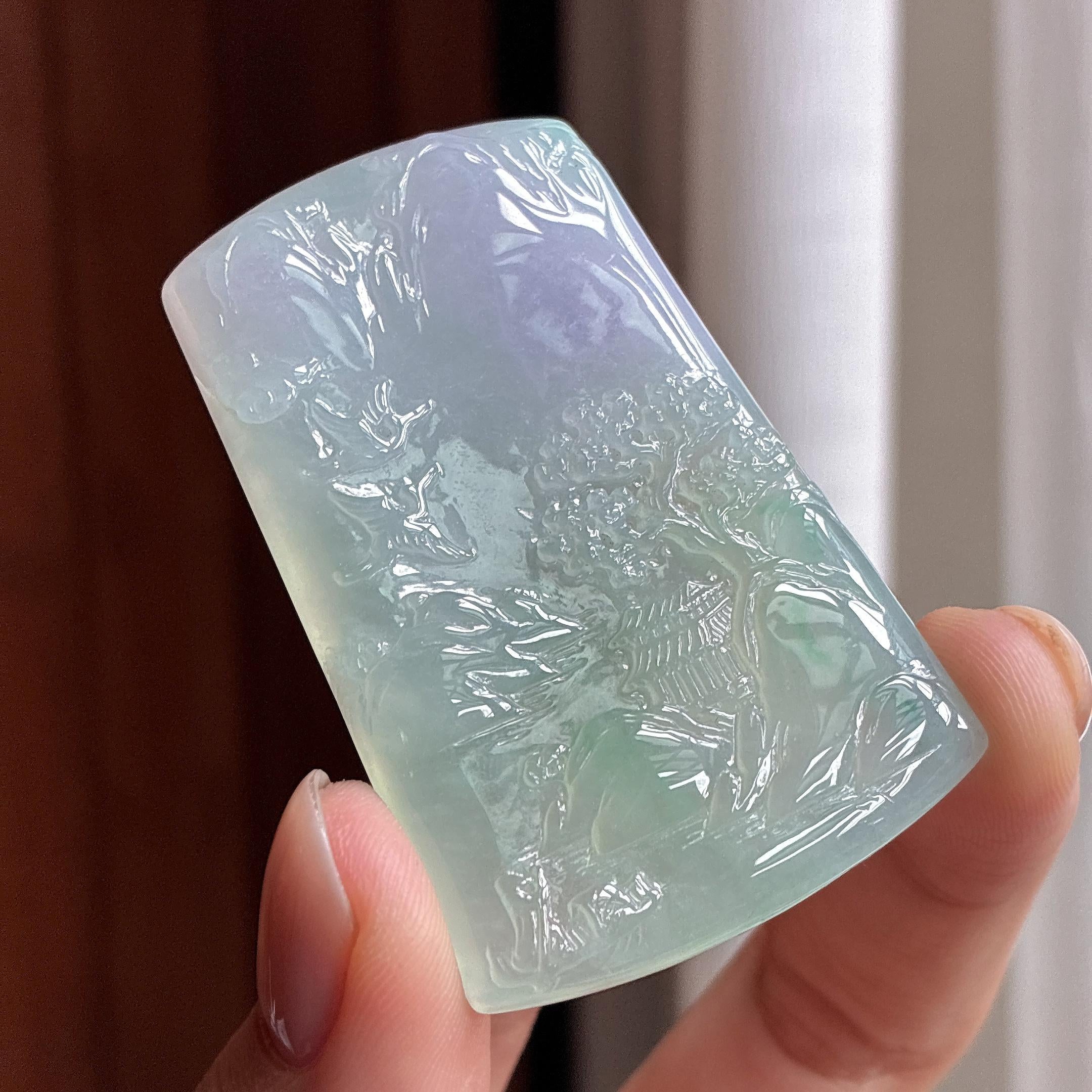 糯冰春彩山水牌 天然缅甸A货翡翠（yc465935）