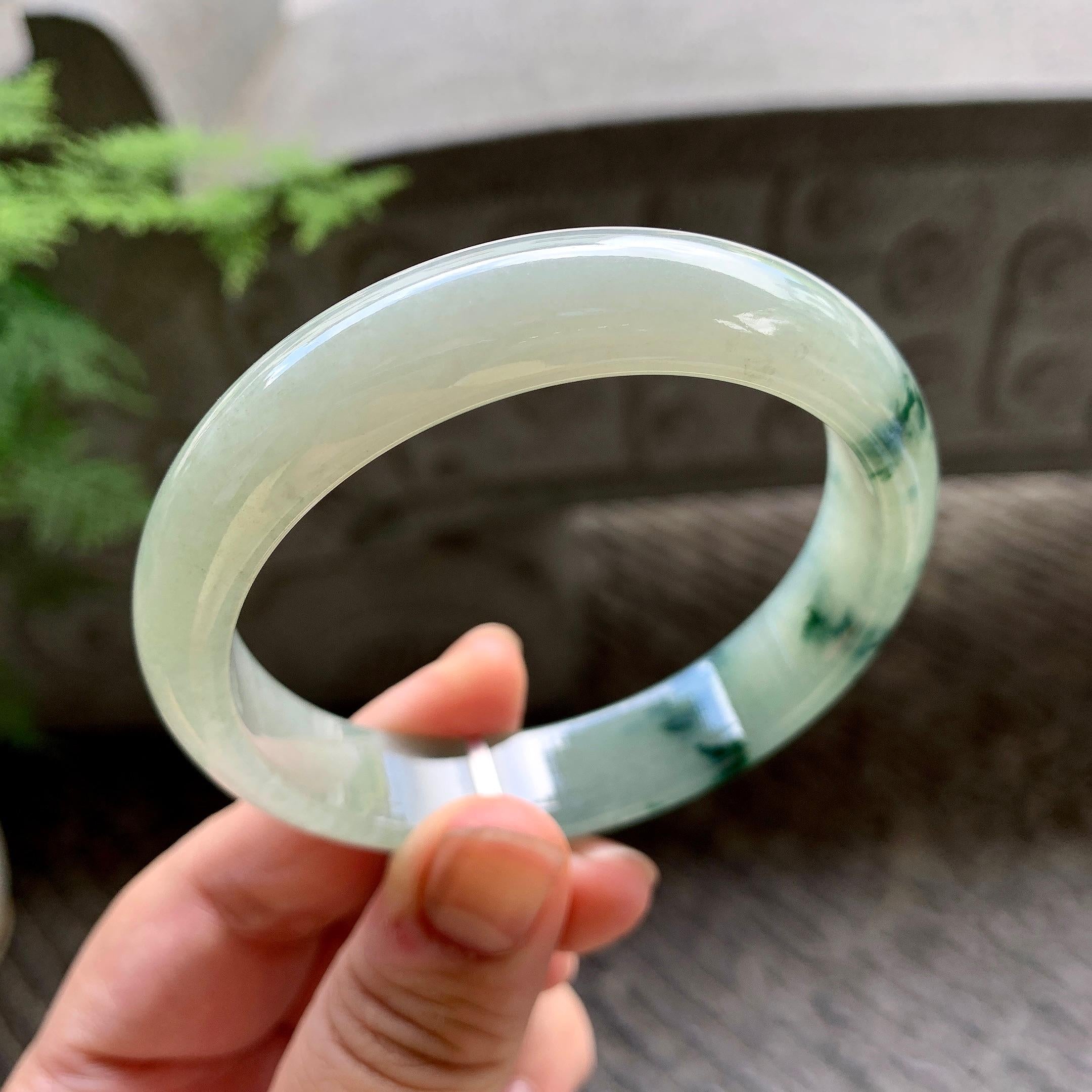 细糯种飘花平安镯（58.8mm）（yc202348）
