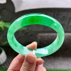 糯冰种飘阳绿宽版轮胎手镯（60.6mm）（yc254104）