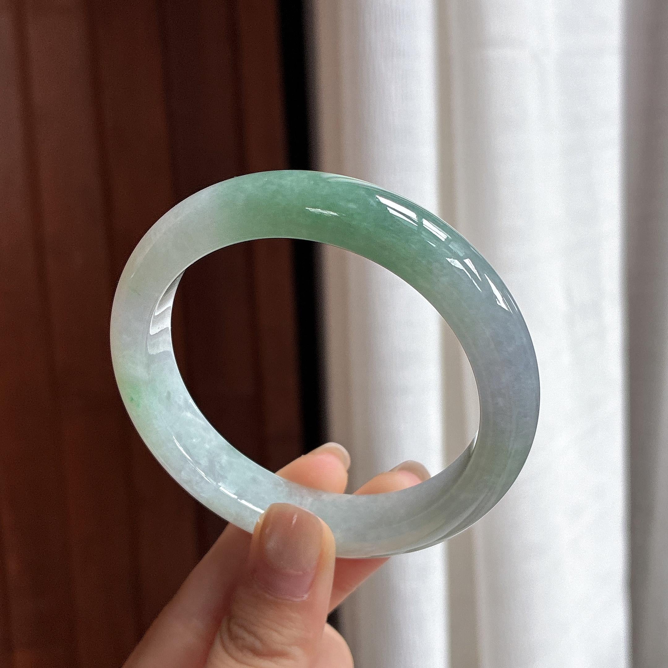 细糯种湖水绿正圈平安镯 58圈 天然缅甸A货翡翠（yc481639）
