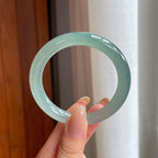 冰种湖水绿翡翠圆条手镯（52.3mm)（yc414701）
