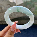 细糯种飘花正圈平安镯55.6圈      天然缅甸A货翡翠（yc425942）
