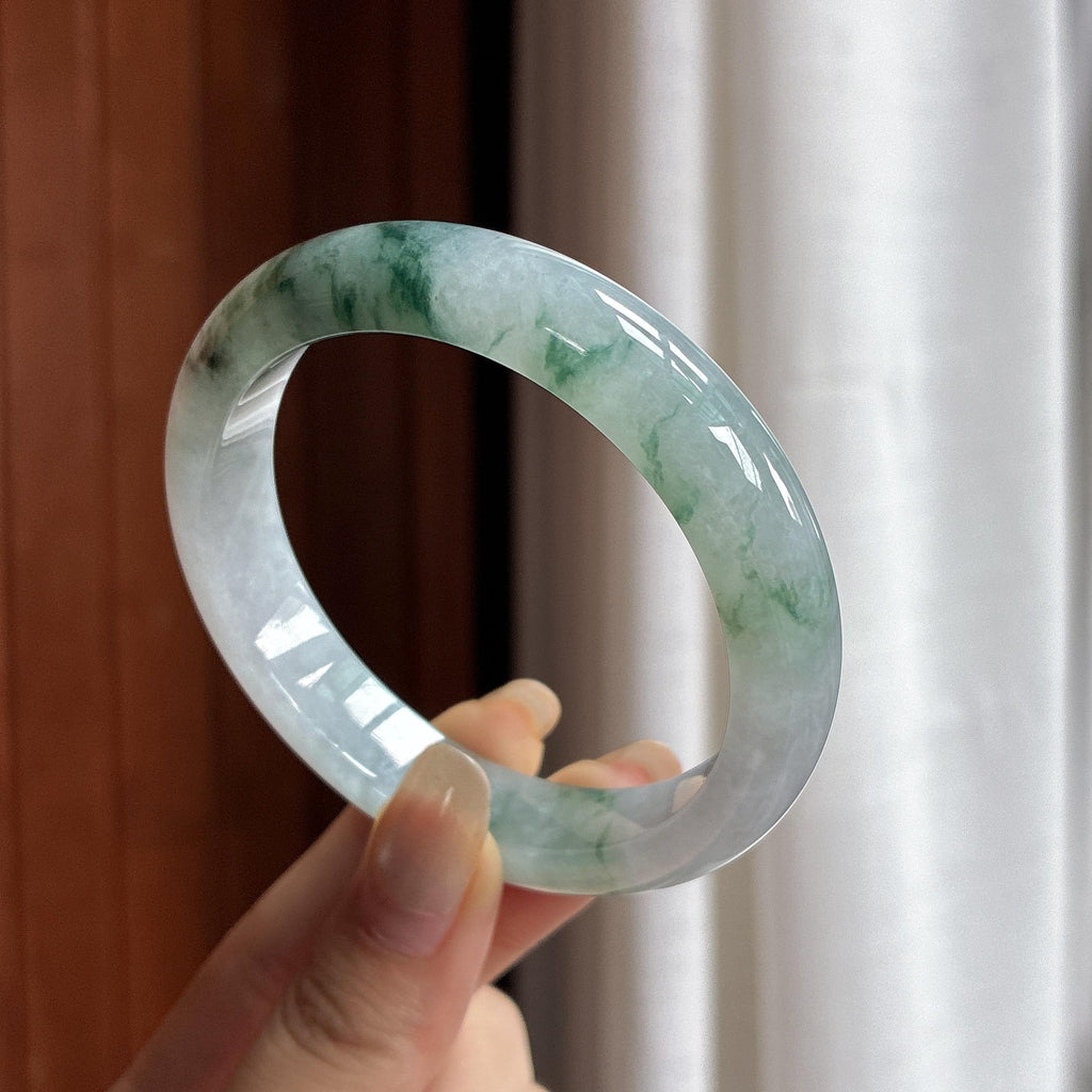 细糯种飘花正圈平安镯 55圈 天然缅甸A货翡翠（yc466247）