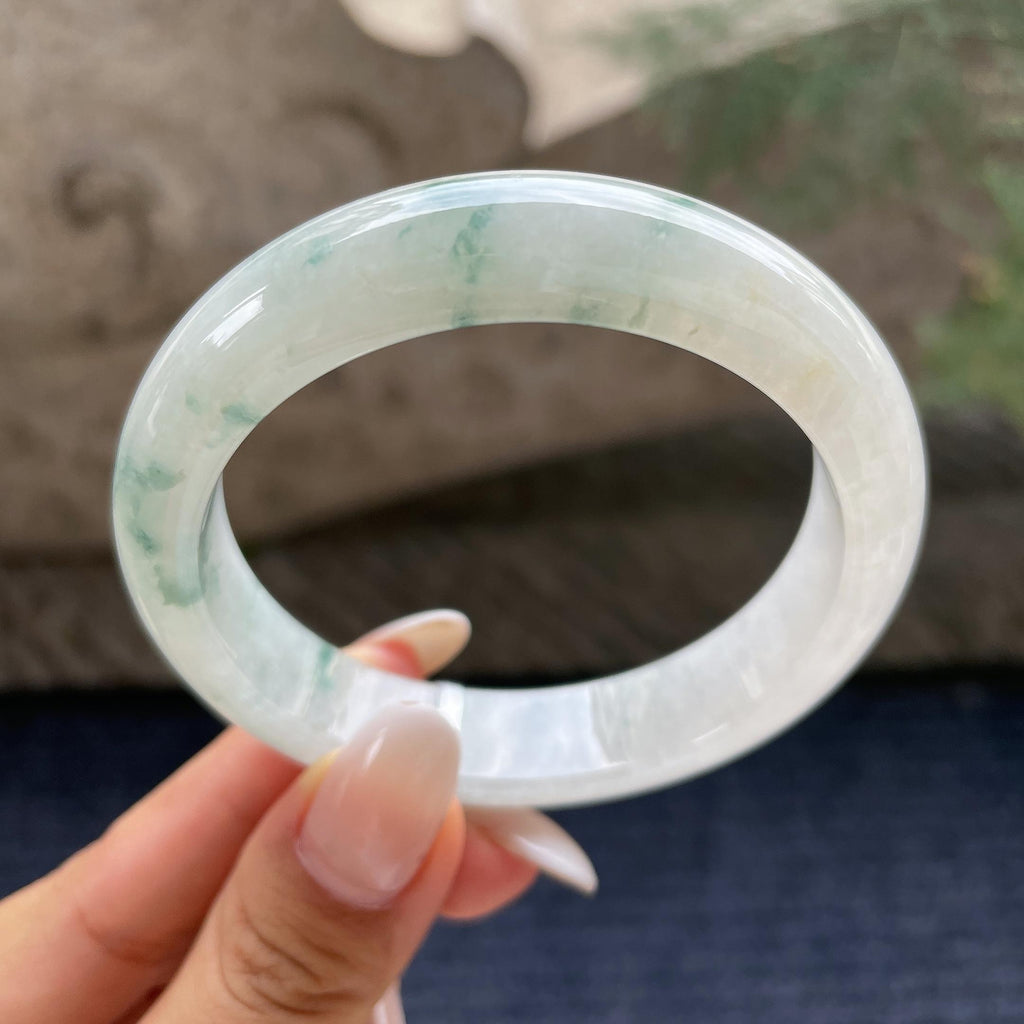 细糯种飘花正圈平安镯56.1圈      天然缅甸A货翡翠（yc421234）