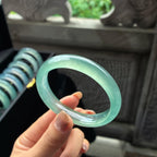 冰玻种起光湖水绿正圈平安镯 55圈 天然缅甸A货翡翠（yc454108）