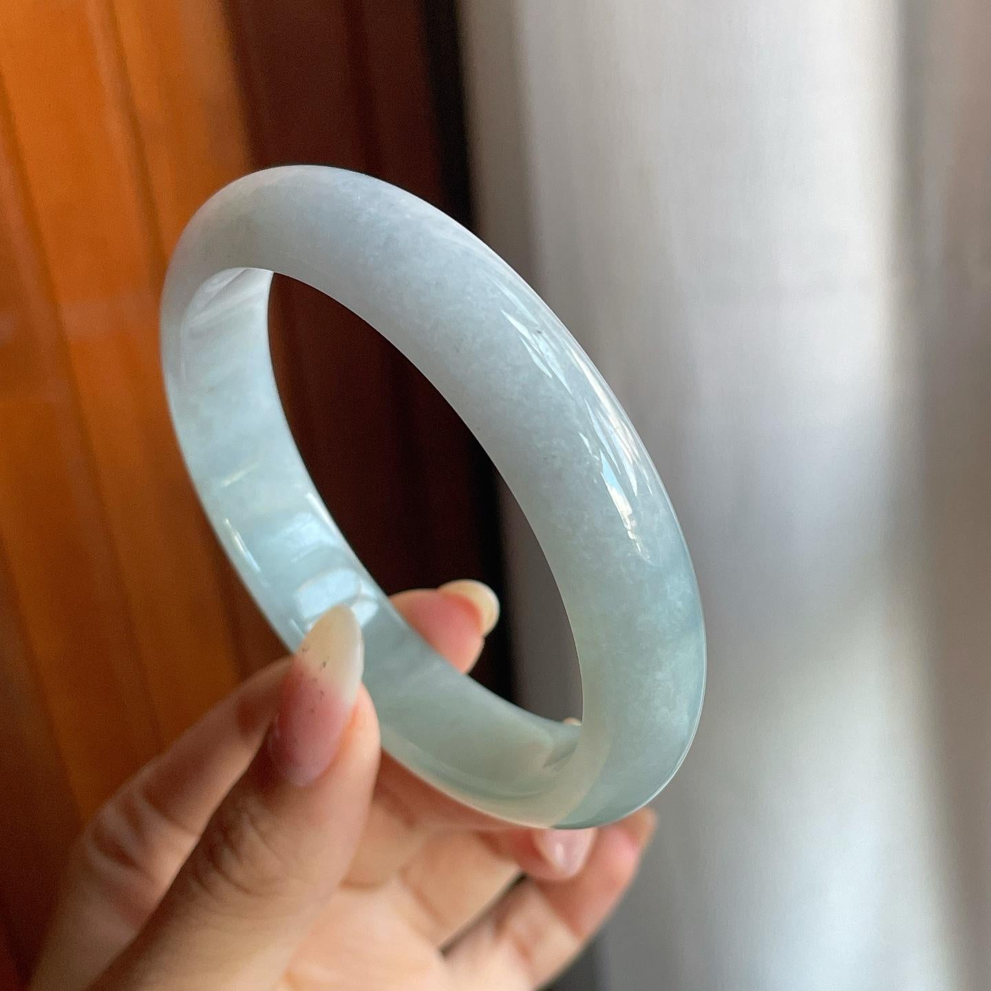 糯冰种带底色翡翠平安镯（58.8mm）（yc220803）