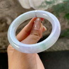 糯种淡春彩圆条手镯54.6圈    天然缅甸A货翡翠（yc348236）