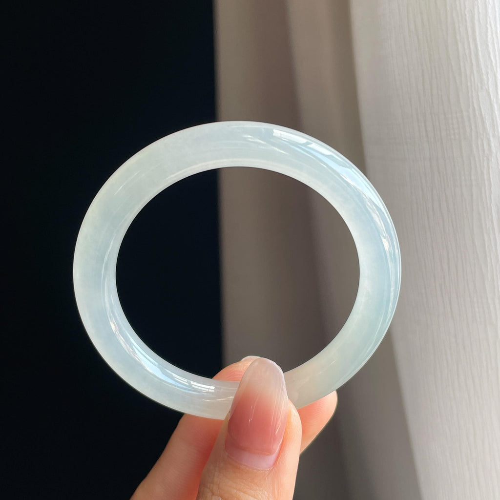 冰种白月光翡翠圆条手镯（49.8mm）（yc316835）