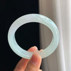 冰种淡春底翡翠平安镯（56mm）（yc326830）