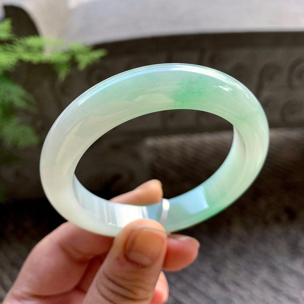 细糯种飘绿平安镯（54.2mm）（yc202373）