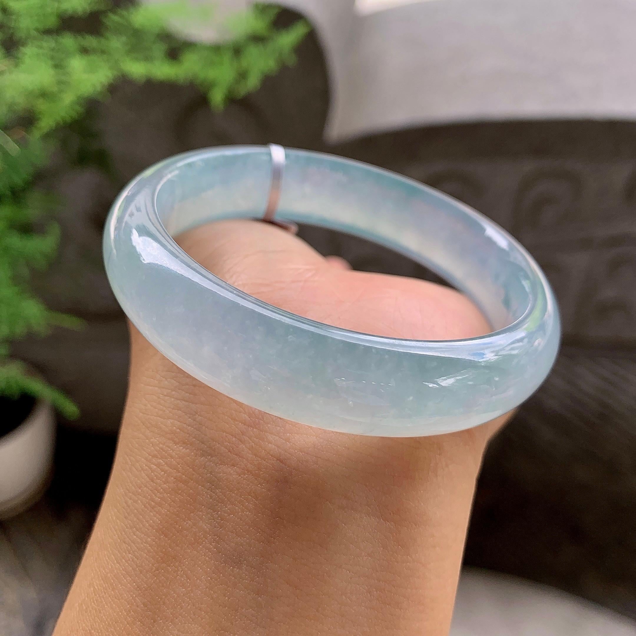 糯冰种蓝底平安镯（54.8mm）（yc203707）