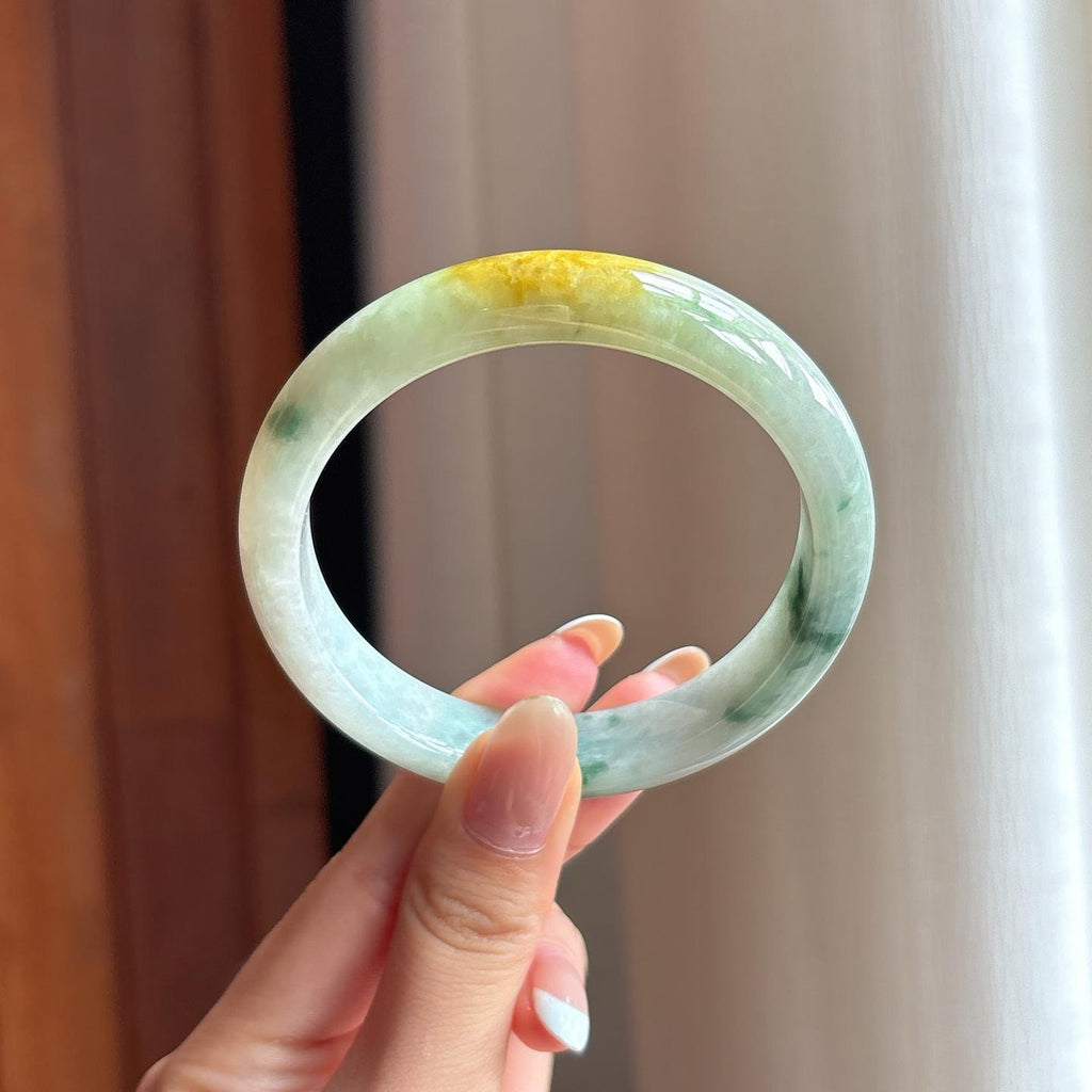 糯冰飘花翡翠平安镯（59.6mm)（yc396374）