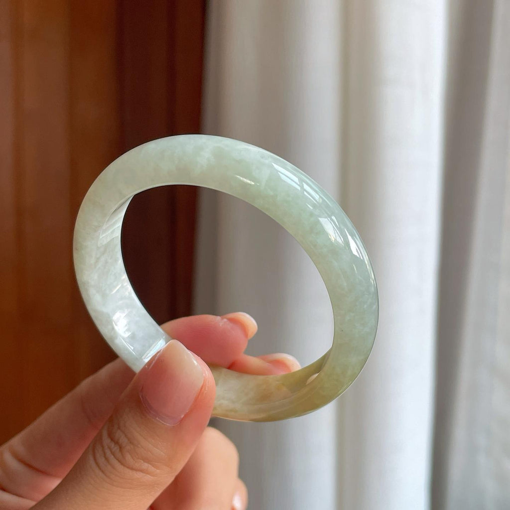 糯冰黄翡翡翠平安镯（52mm）（yc396389）