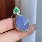 18k金钻镶糯冰紫罗兰翡翠蛋面（yc270317）