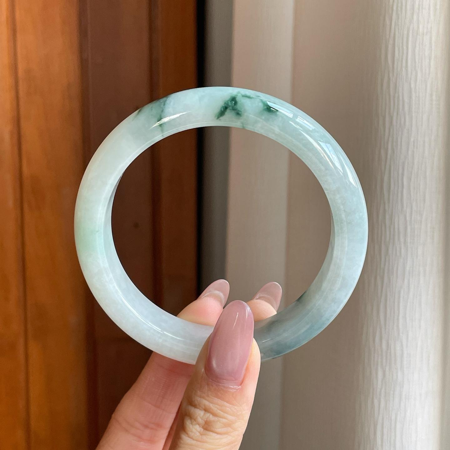 糯冰飘花翡翠平安镯（59.8mm）（yc291901）
