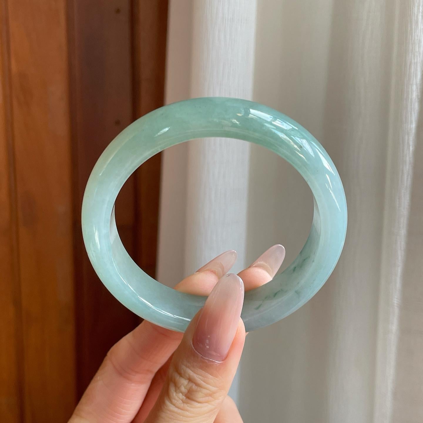 糯冰蓝底翡翠平安镯（56.3mm)（yc282498）