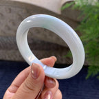 细糯种飘绿花正圈平安镯 56圈口 天然缅甸A货翡翠（yc347580）